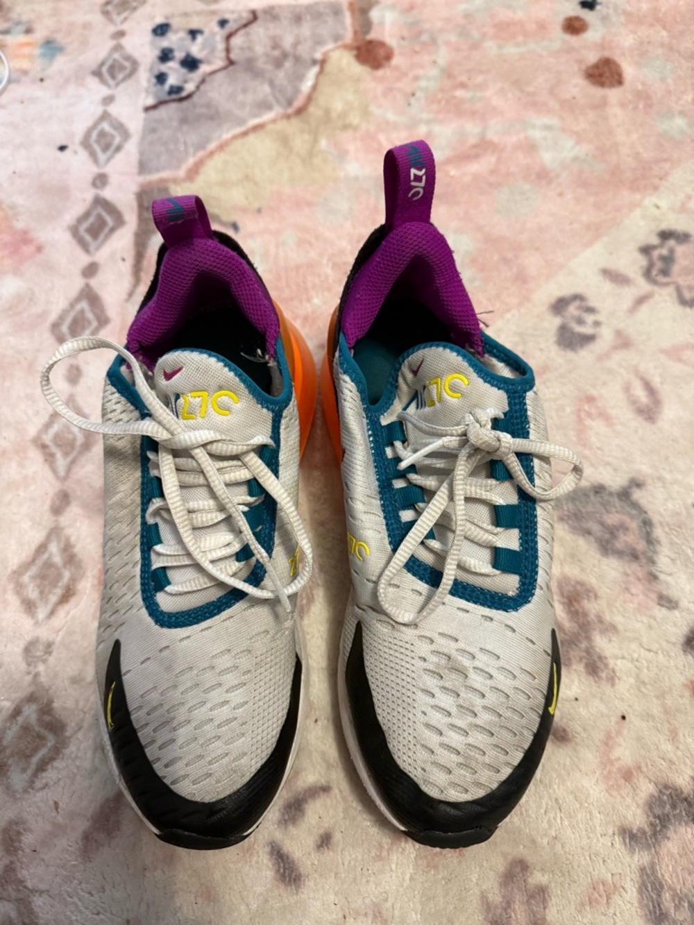 Nike Kids White Teal Purple Orange Accent Sneakers